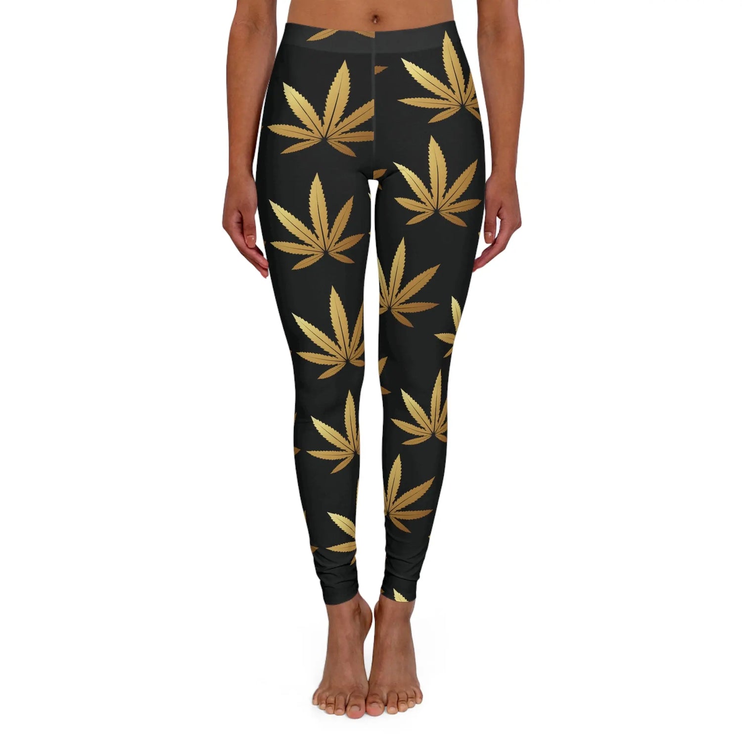 Golden Leaf Pattern Tru2 Lady Leggings - TRU2 Clothing