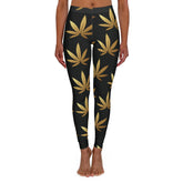 Golden Leaf Pattern Tru2 Lady Leggings - TRU2 Clothing