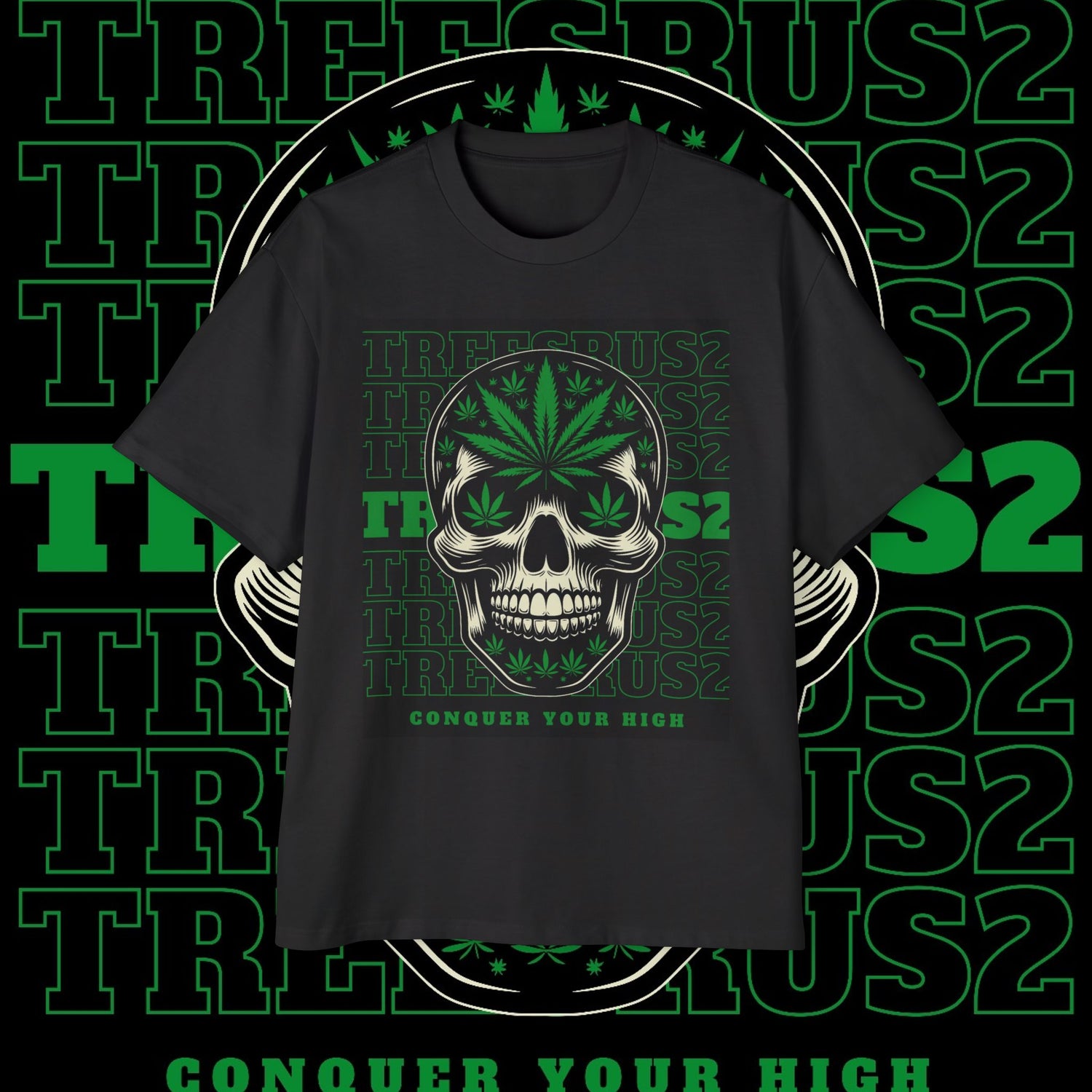 Oversized Tee TREESUS Skull Cannabis Graphic Shirt - TreesRus2 Clothing