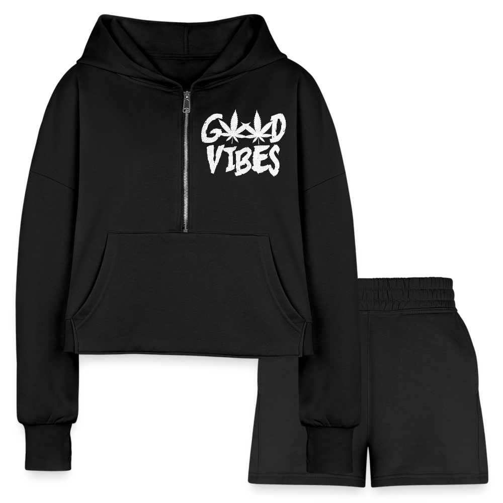 GV Cropped Hoodie & Jogger Short Set - black