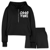 GV Cropped Hoodie & Jogger Short Set - black