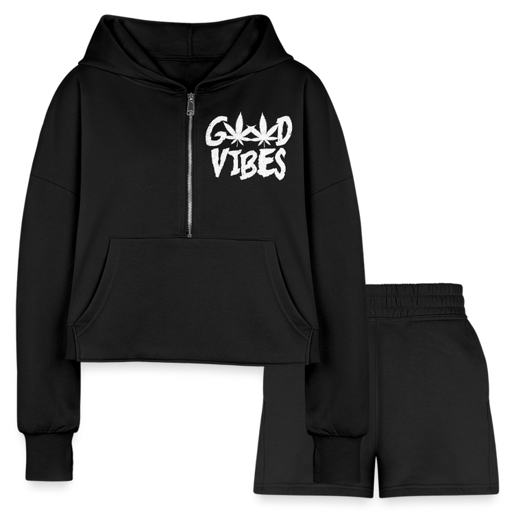 GV Cropped Hoodie & Jogger Short Set - black