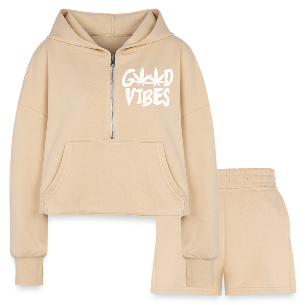 GV Cropped Hoodie & Jogger Short Set - nude