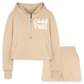 GV Cropped Hoodie & Jogger Short Set - nude