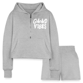 GV Cropped Hoodie & Jogger Short Set - heather gray