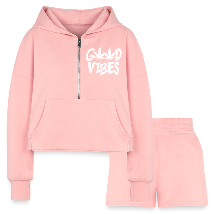 GV Cropped Hoodie & Jogger Short Set - light pink